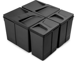 Emuca Recyclingcontainer voor keukenlade Recycle met geurdicht deksel, Hoogte 266, 2x15liter, Plasti