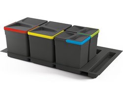 Emuca Set Containers Met Recyclebasis Voor Keukenlade Zwart