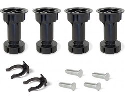 Emuca set van 4 stelpoten 100 mm - Kastpoten verstelbaar - Hoogteverstelling van -5 mm tot +20 mm - Draagvermogen tot 40 kg - inclusief 2 pintclips en 4 bevestigingsbouten