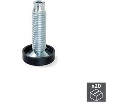 Emuca Stelpoot voor meubels, interne regeling, M10, D. 23 mm, hoogte 46 mm, Staal en kunststof, 20 st.