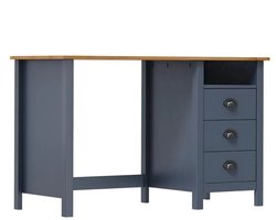 Emvae Bureau - Met 3 laden - Computertafel en Schrijftafel - 120 x 50 x 74 cm - Massief Grenenhout - Blauw