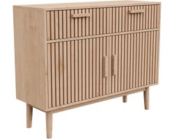 Emvae Kast - Dressoir - Opbergkast - Kast en Opbergmeubel - 100x35x80 cm - 2 Laden en 2 Deuren - Natural Wood