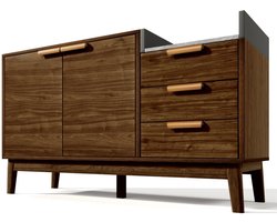 Emvae Kast - Dressoir - Opbergkast - Kast en Opbergmeubel - Buffetkast - 120x40x77 cm - 3 Laden - Bruin - Marmerlook