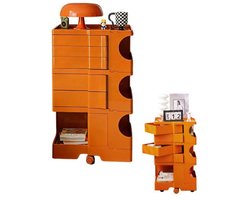 Emvae Kast - Ladekast - Opbergkast - Op wielen - Uitschuifbare vakken - 60x42x70 cm - Kunstof - Oranje