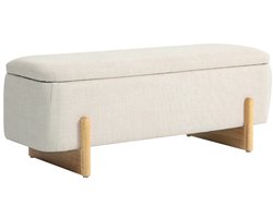 Emvae Opbergbank - Zitbank - Bank met Opbergruimte - Halbank - Speelgoedkist - 111 x 44 x 44,5 cm - Linnenlook - Beige