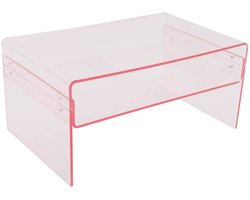 Emvae Salontafel- Bijzettafel - Rechthoekige salontafel - Tafel - Koffietafel - Acryl - Roze - 80 x 50 x 38 cm - Transparant