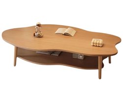 Emvae Salontafel - Salontafel met Opbergruimte - Koffietafel - Wolk vorm - 100 x 50 x 40 cm - Hout