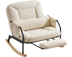 Emvae Stoel - Schommelstoel - Fauteuil - Relaxfauteuil - Relaxstoel - Leesstoel - Verstelbaar in 4 standen - Intrekbare Voetensteun - Corduroy - Met armleuning - Hoge Rugleuning
