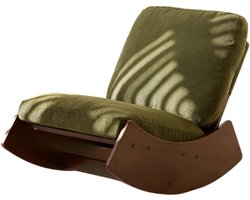 Emvae Stoel - Schommelstoel - Fauteuil - Relaxfauteuil - Relaxstoel - Leesstoel - Verstelbaar - Massief houten poot - Corduroy - Groen