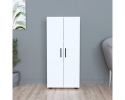 [en.casa] Kledingkast Åsnes - 2-deurs kast - met planken - 108x49x32 cm - wit