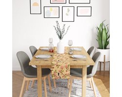 Encasa Pining Tafelloper 6 personen Waterafstotend 28 x 150 cm - Polyester Keperstof - Digitale Drukfolie - Decoratieve Doek - Thuis - Lichtgouden Vogels tafelloper textiel 60 x 140 cm