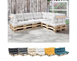 en.casa Rugkussen Palletbank - 60 x 40 x 20/10 cm - Wit