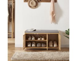 [en.casa] Schoenenkast Selk 50x90x35 cm bamboe grijs