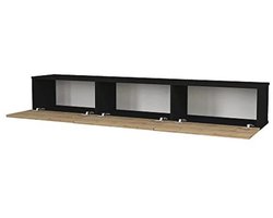 [en.casa] Tv-meubel Vihti zwevend 180x31x29,5 cm zwart en eiken