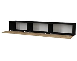 [en.casa] Tv-meubel Vihti zwevend 180x31x29,5 cm zwart en eiken