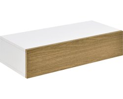[en.casa] Wandplank met lade 50x24x12cm - wit en houtlook