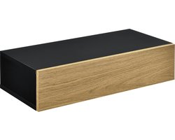 [en.casa] Wandplank met lade 50x24x12cm - zwart en houtlook