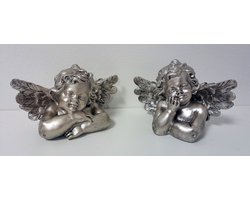Engel - Beeld - Decoratie - 2 set - 15x12x8cm - Zilver - Bengeltjes