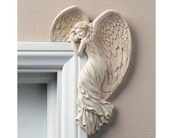 Engelen Deurkozijn Decoratie - Prachtig Kunstmatig Standbeeld - Recht Model-wit