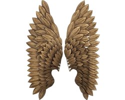 Engelenvleugels als wanddecoratie - Metalen kunstdecoratie - Decoratie voor de woonkamer - Handgemaakt metaalambacht - 30x86cm - Antiek