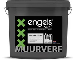 Engels Verf - Muurverf Latex Mat - Waterbasis - Ral 9010 - Spuit en rollatex - 2,5 Liter