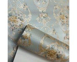 Engelse bloemen behang 95505-3 Groen Satijn Creme