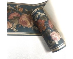 Engelse bloemen behangrand klassiek oud groen