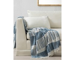 English Home - 100% Katoenen Sprei - voor Sofa, Bed, Bank Cover - 130x170cm - Marineblauw