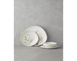 English Home Balmy Porseleinen Serviesset 24-delig – 6 Personen – Borden, Schalen en Dessertbordjes – Blauw & Geel