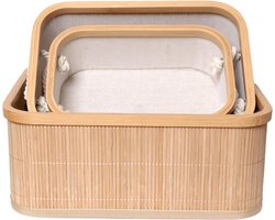 ENGLISH HOME Bamboe manden 3 stuks - Multifunctionele mand - Opbergmanden - 40x30x16cm | 36x26x14cm| 30x22x12cm | Opberg Box/Doos/Mand/Vakken - Opbergsysteem