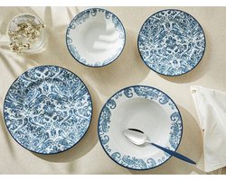 English Home bordenset - Dinerborden - 2 Persoons - 8 stuks - Porselein - Wit