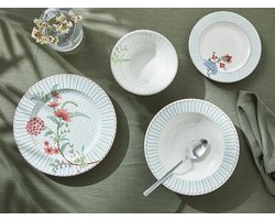 English Home Bordenset - Summery - Dinerborden - 2 Persoons - 8 stuks - Porselein - Blauw