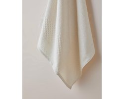 English Home Border Check Badhanddoek 70x140 cm – 100% Katoen– Luxe Handdoek voor Badkamer en Spa – Beige/Ivoor