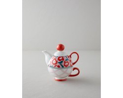 English Home Bright Parade Bone China Theepot Set – 400 & 290 ml – Rood – Elegante Thee- en Koffieset