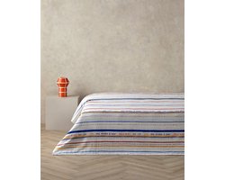 English Home Coastal Stripe - Deken - Zomerdeken - Tweepersoons - 100% Katoen - 200x220 cm - Wit/Kleurrijk