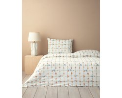 English Home Dekbedovertrekset - Mystery Birds - 100% Katoen - King Size - 2 Kussenslopen -240 x 220 cm - Beige/Kleurrijk
