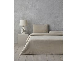 English Home Diamond Silky Cotton - Tweepersoons -Dekbedovertrekset - Zijdeachtig Katoenen - Incl. Hoeslaken 160x200 - 2 kussenslopen - 200 x 220 cm -Beige