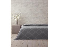 English Home Fiona Waffle Deken WHT - Bedsprei - Zomerdeken - King Size - 100% Katoen –Ademend & Lichtgewicht - Lits Jumeaux - 240x220 cm - Donkergrijs