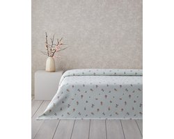 English Home - Floral Plaid Zomerdeken - Bedsprei - 100% Katoen - Eenpersoons - 150x220 cm - Groen/Blauw
