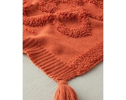 English Home - Gebreid Plaid - Woondeken - Banksprei - 130 x 170 cm - Rood Bruin Brick