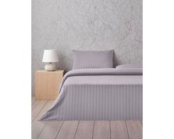 English Home Glossy Dekbedovertrek Set 160x220 cm – Inclusief Hoeslaken 100x200 - Kussensloop – Perkal – Eenpersoons – Grijs