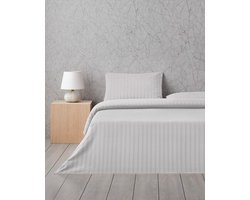 English Home Glossy Dekbedovertrek Set 160x220 cm – Inclusief Laken & Kussensloop – Wit – Perkal – Eenpersoons
