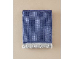 English Home - Helena - Katoen - Gebreid Plaid - Woondeken - Banksprei - 130x170 cm - Blauw