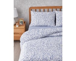 English Home Leaf Dream Dekbedovertrek Eenpersoons 160x220 cm – Incl. Laken 160x230 cm & Kussensloop – Makkelijk te Strijken – Blauw