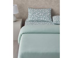 English Home - Pretty Ivy Zomerdekenset - Luxe Uitvoering - Incl. Hoeslaken 100x200+30 - Incl. 1 kussensloop - 150x 220 cm - Groen/Turqoise
