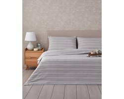 English Home Sleek Lines Dekbedovertrek Set 160x220 cm – Inclusief Laken 160x230- Kussensloop – Easy Iron – Eenpersoons – Grijs