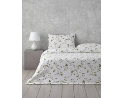 English Home - Strawberry Dekbedovertrekset - Eenpersoons - 100% Katoen - 1 kussensloop - 160 x 220 cm - Rood/Groen