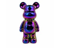 Enluxe Metalen Teddy Beertje Regenboogeffect TV Kast - Keramische Wijnkast en Decoratieve Opbergoplossing voor Moderne Interieur, Minimalistisch Design met Glanzende Afwerking, Ideaal als Statement Piece voor Woonkamer, Slaapkamer of Kantoor