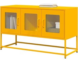 Entertainment Centres & TV Stands-TV Kast Mosterd Geel 39x15x23,8" Koudgewalst Staal