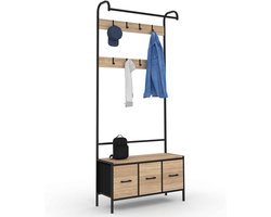 Entree Garderobe Kast met Bank, 3 Laden en Kapstok in Industrieel Design